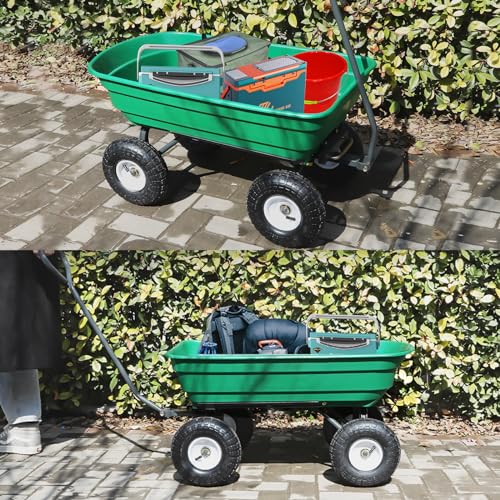 600 Lbs Poly Garden Dump Cart with 10" No-Flat Tires L90405