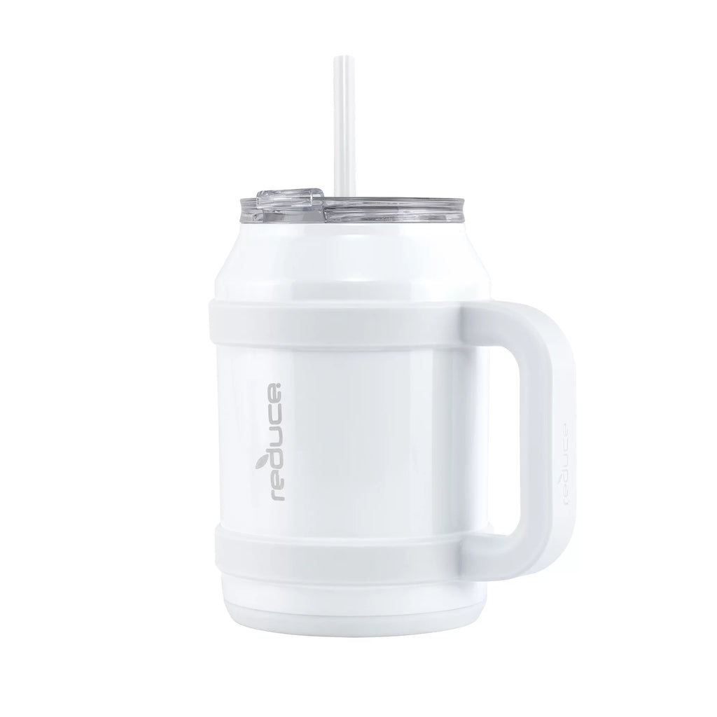 White 50 fl oz Vacuum Insulated Stainless Steel Mug with Lid and Straw I67009