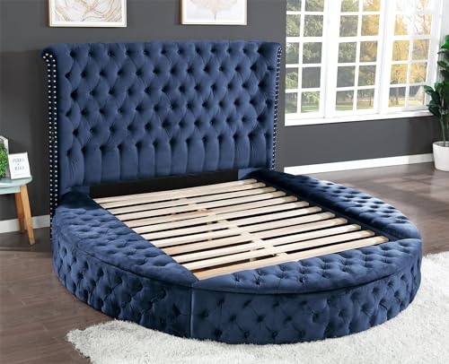Black Queen Size Velvet Upholstered Platform Bed Frame with Bluetooth Speakers and USB K64501