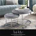 Gray Faux Leather Nesting Ottoman Set of 2 A13898