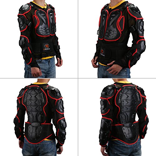 Black L Removable Full Body Armor Motorcycle Jacket V2583
