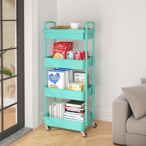 3-Tier Rolling Utility Cart with Drawer, Black I6596
