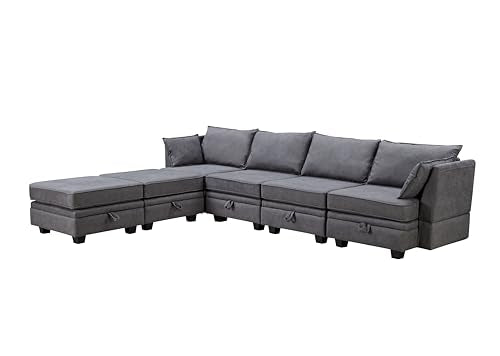 Beige Chenille 2 Piece L-Shape Modular Sectional Sofa T4007