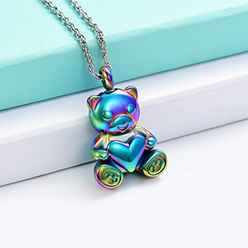 Teddy Bear Cremation Urn Necklace Ashes Jewelry Heart Memorial Urn Keepsake Locket Pendant Ash Holder Z8483