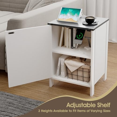 White Nightstand Set of 2 with Charging Station Z70146