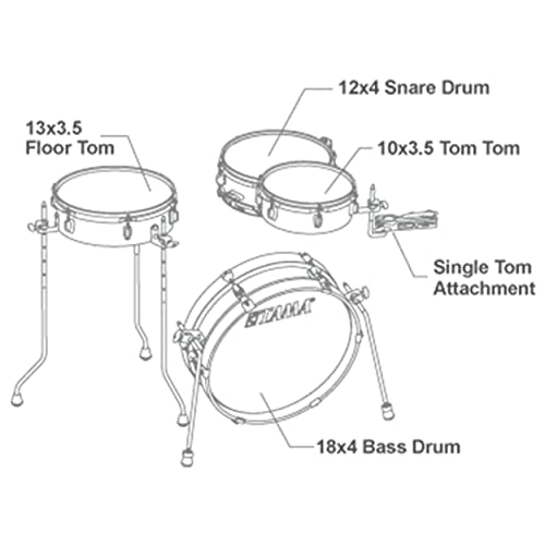 Hairline Black 4-piece Shell Pack with Snare Drum Y651