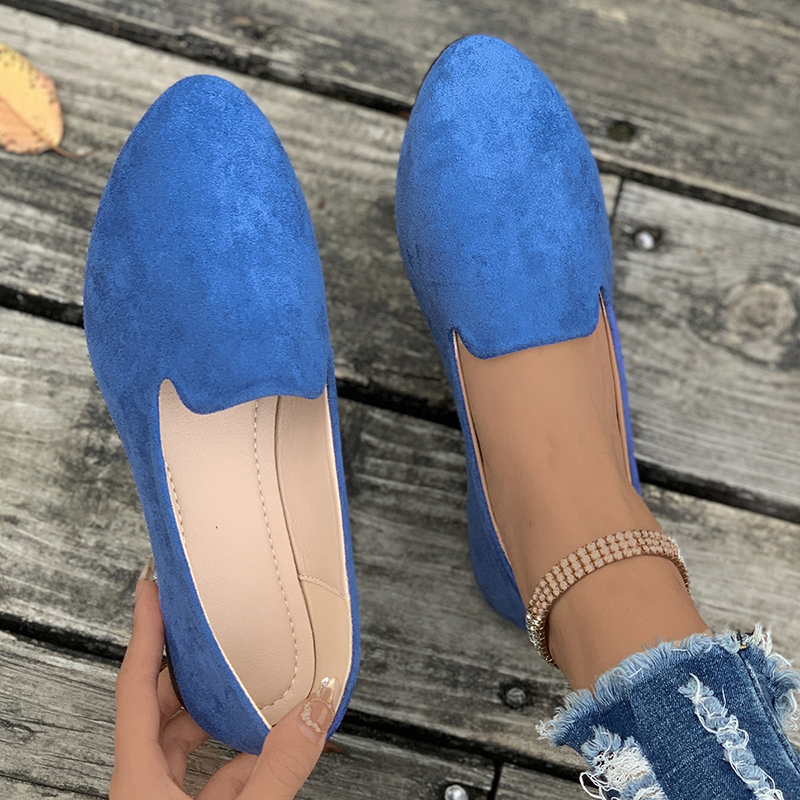 Women's Suede Slip-On Casual Flats – Pointed-Toe Walking Shoes