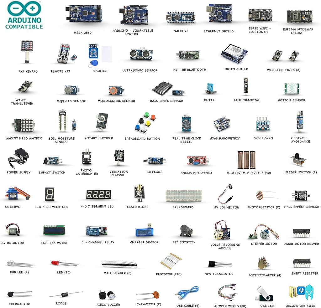 25 Sensor Modules Starter Kit for Arduino Uno Mega Nano with ESP32 R971
