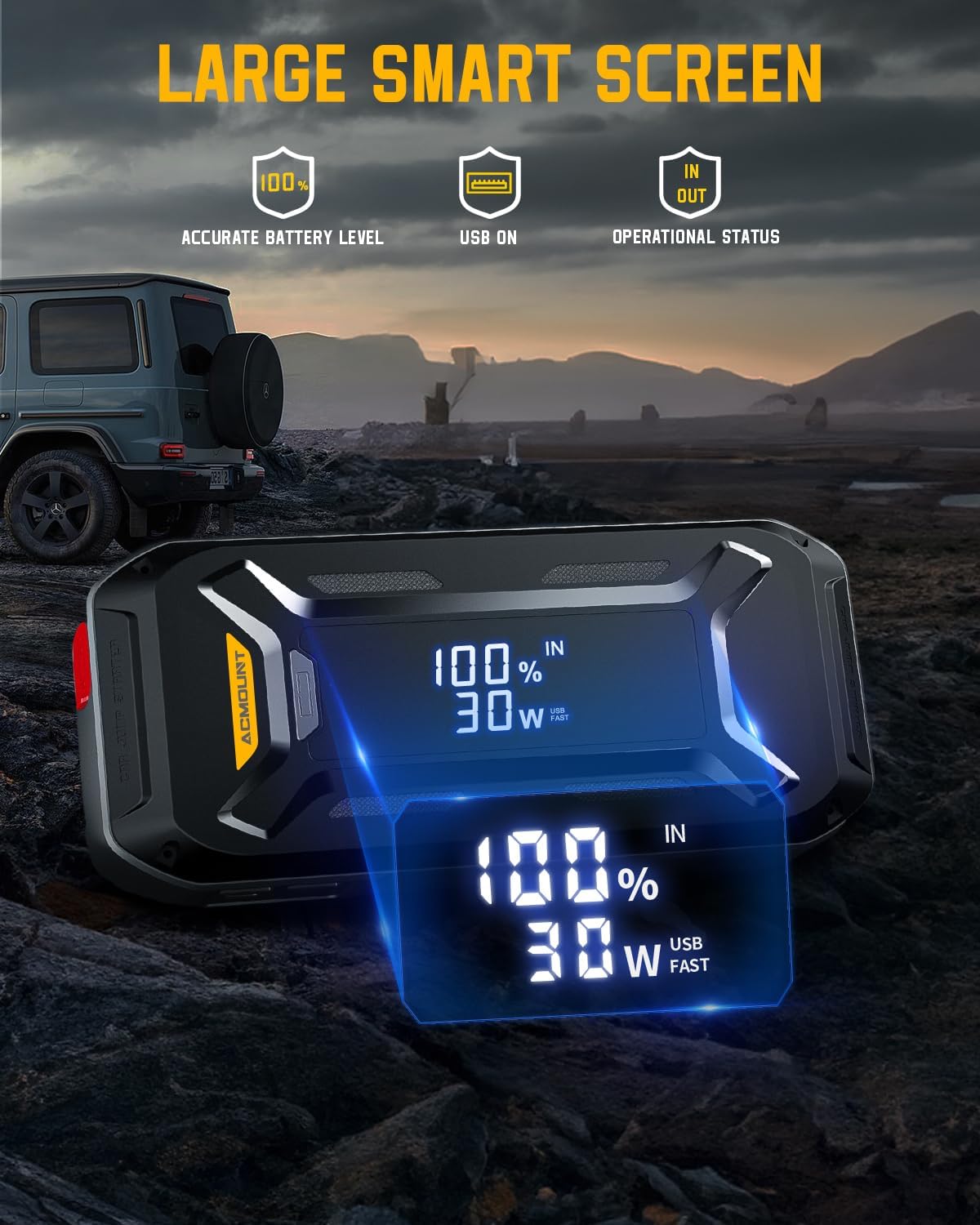 5000A Peak 12V Portable Car Jump Starter with LCD Display V723