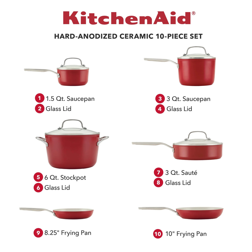 10 Piece Hard Anodized Ceramic Nonstick Cookware Set T7392