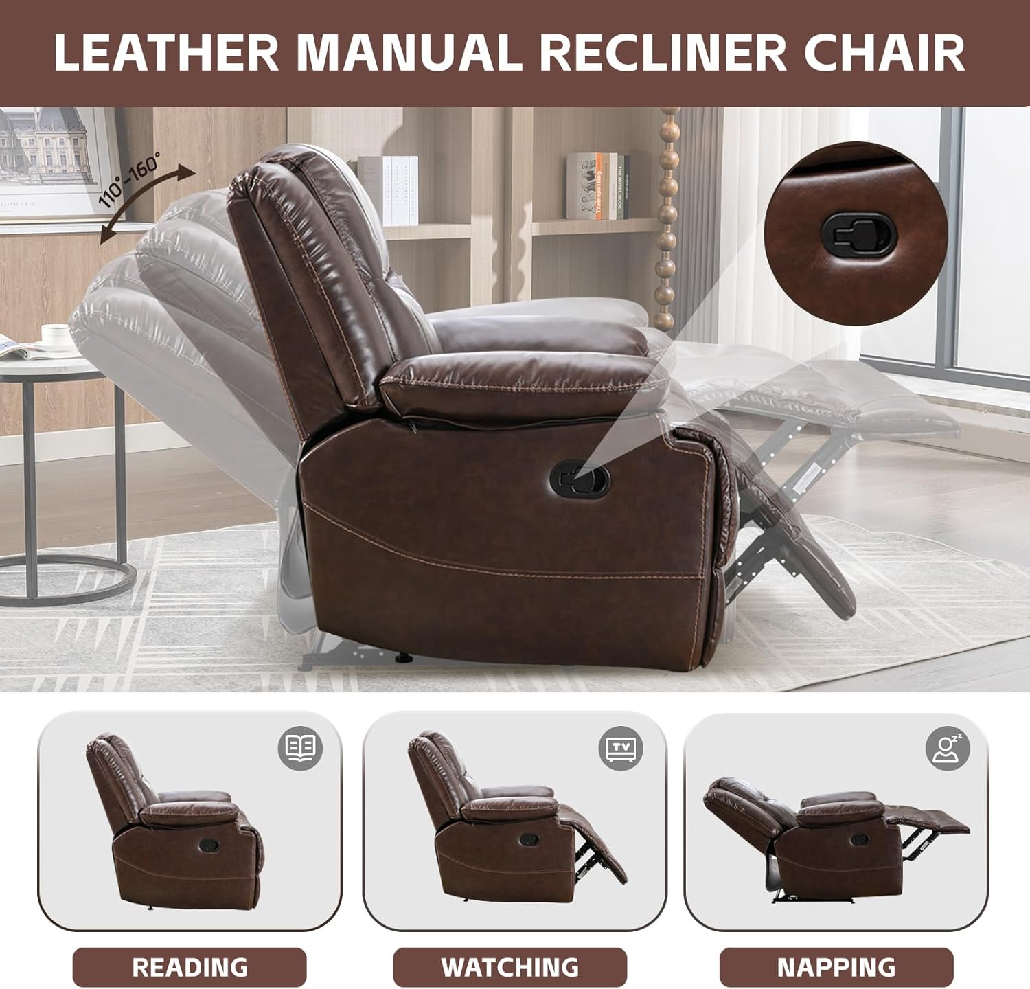 Genuine Leather Manual Reclining Chair T392804