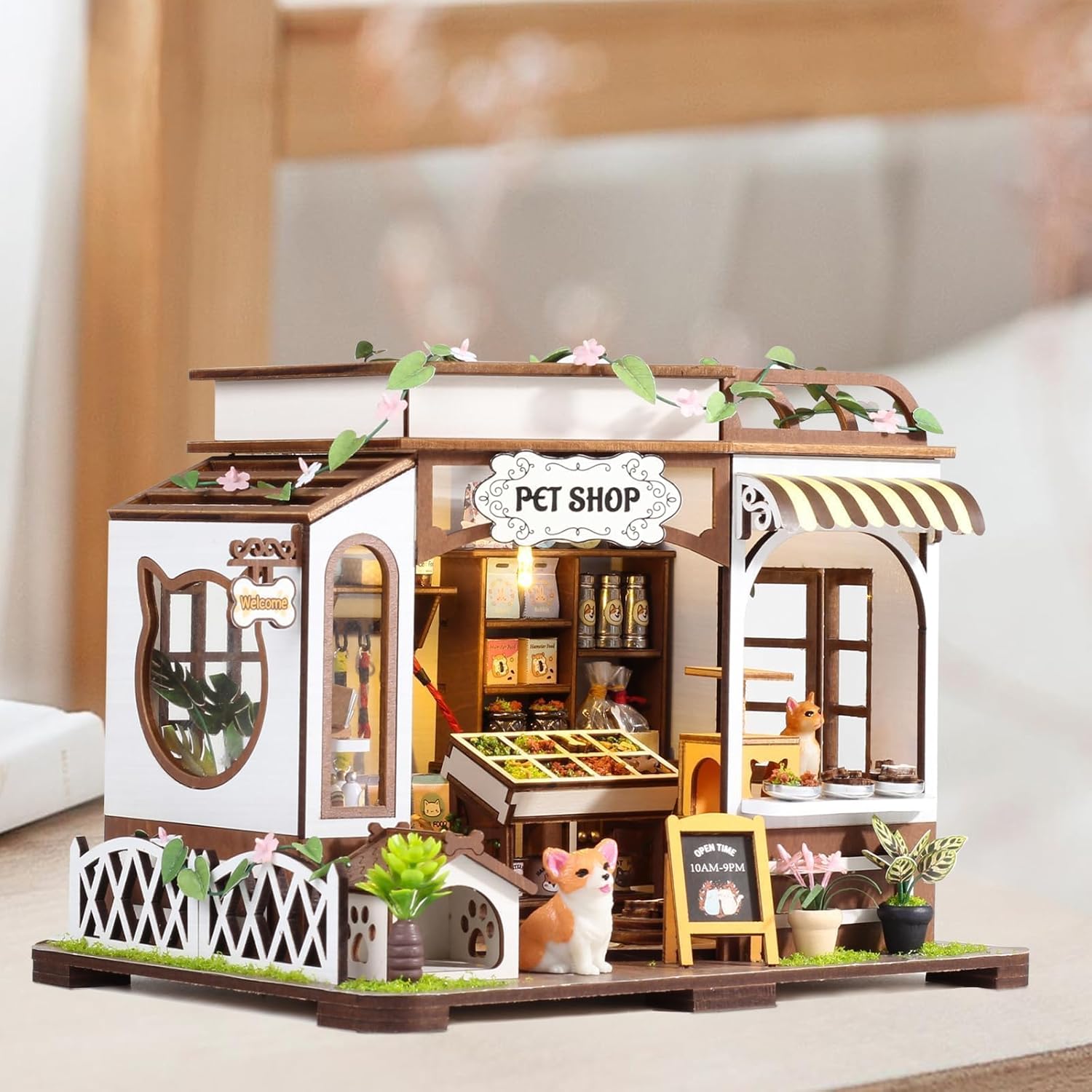 3D Wooden Miniature Dollhouse Kit with Furniture and Light U2559