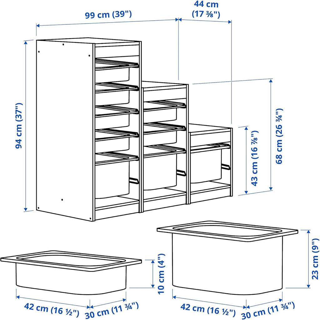 White 99x44x94 cm Storage Combination with Boxes O602