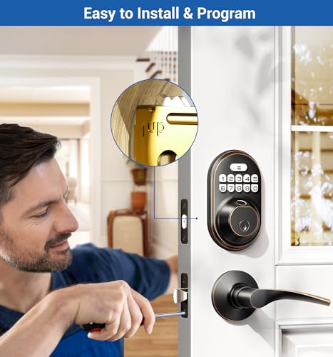 Oil Rubbed Bronze Keyless Entry Door Lock with 2 Lever Handles S133192