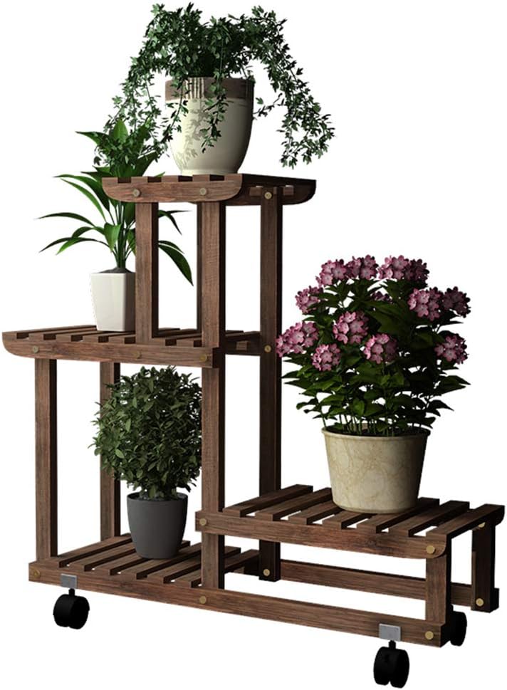 Multi-Layer Wooden Plant Stand with Wheels K127