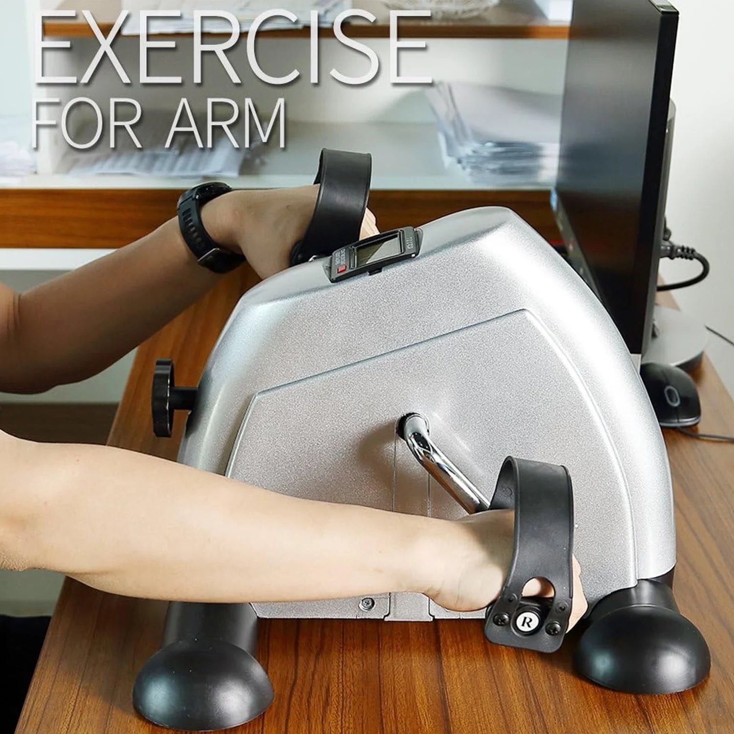 Under Desk Bike Pedal Exerciser Mini Exercise Bike with LCD Display C659602