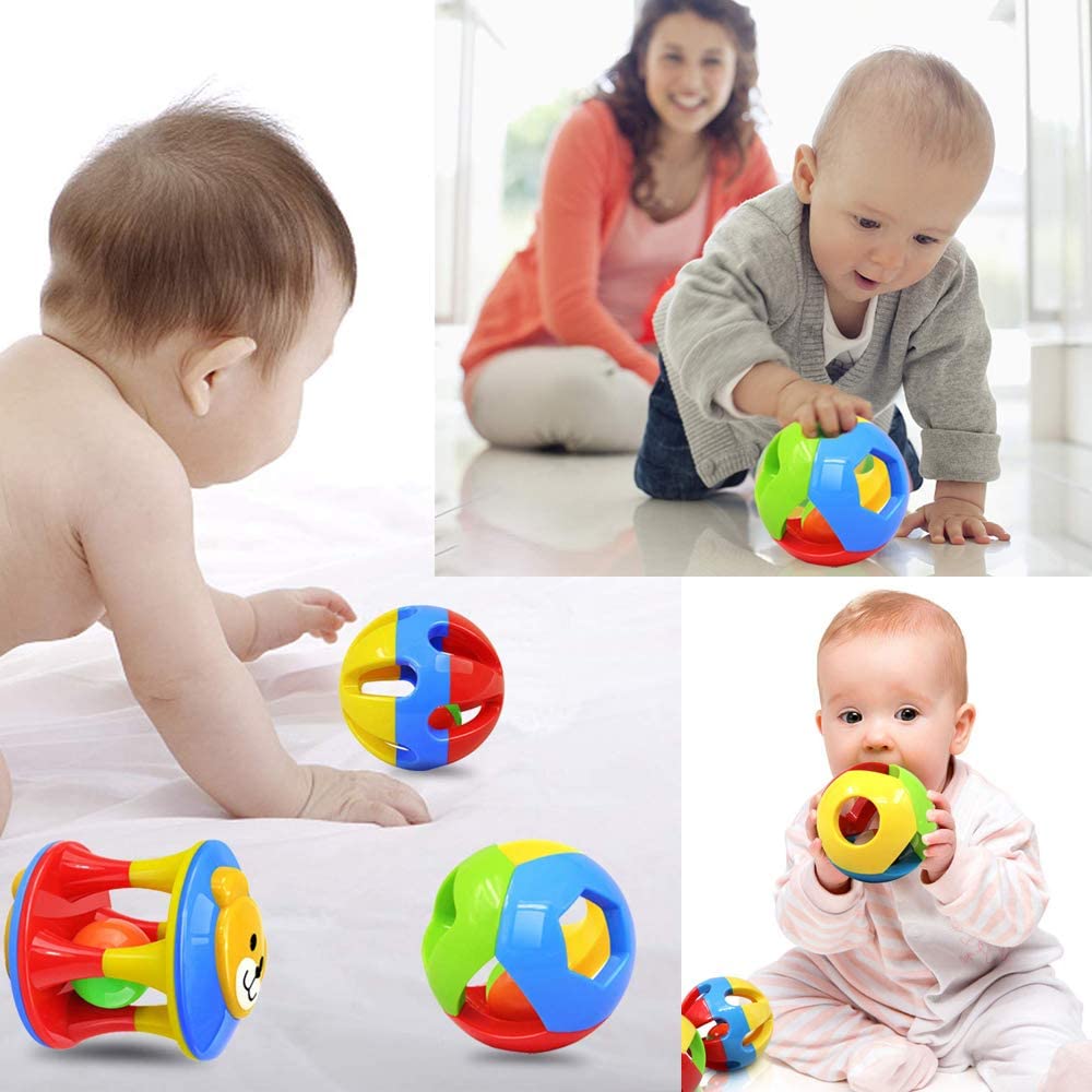 3 Pcs Baby Rattle Ball Toys Colourful Shaking Bell Rolling Balls Newborn Handbells P3167