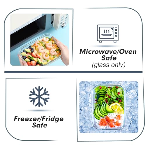 10 Packs Glass Food Storage Containers with Lids F386