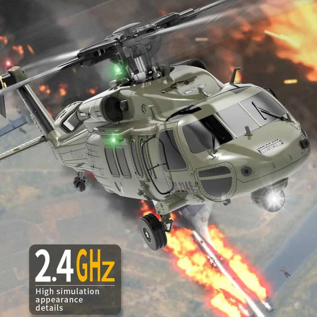 2.4G 6CH Brushless Direct Drive Remote Control Military Helicopter H393705
