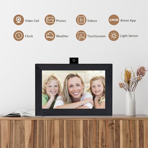 10.1 Inch WiFi IPS HD Touchscreen Digital Picture Frame with Black Wood Frame M947