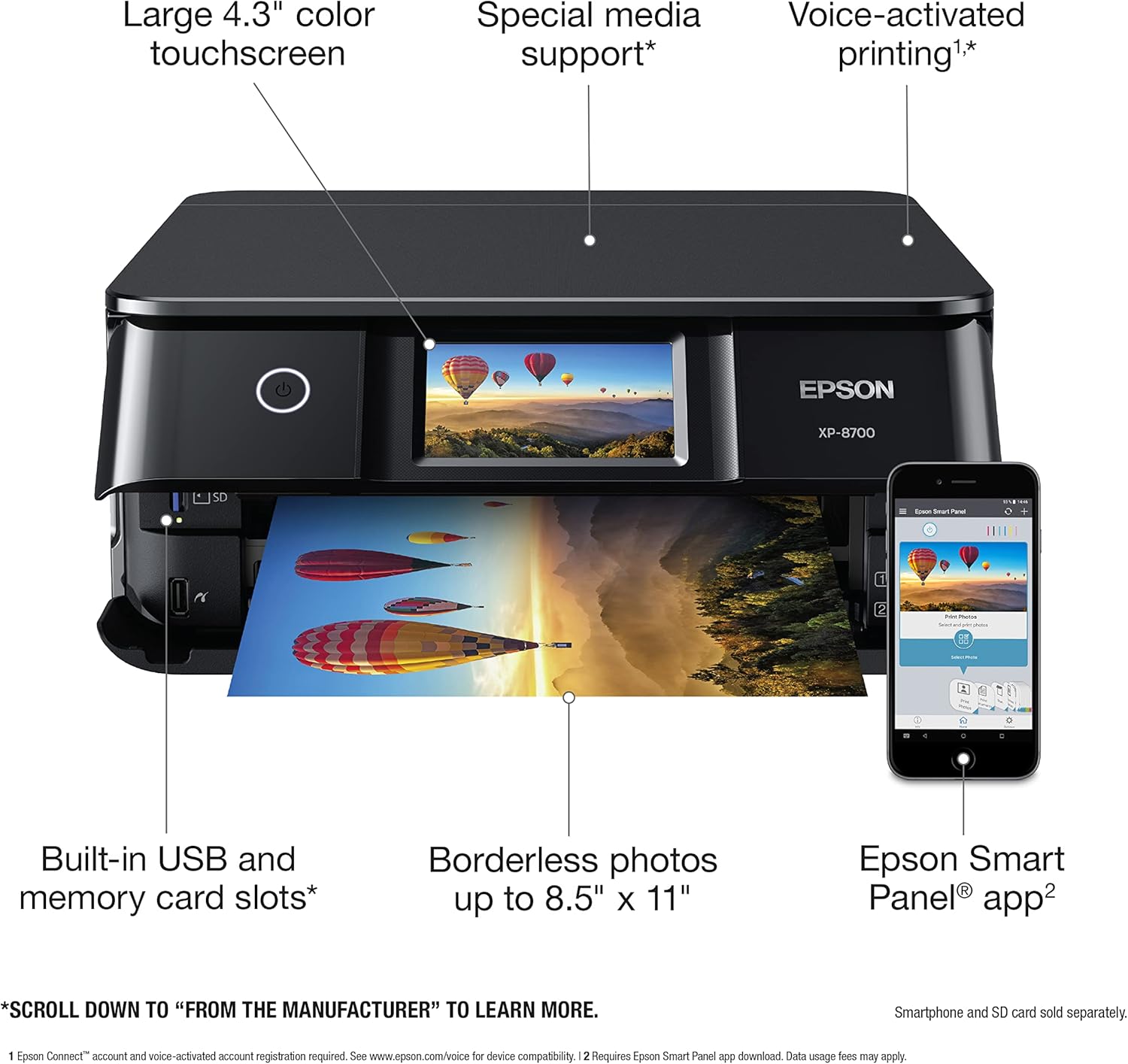 Black Wireless All-in-One Printer with Scanner and Copier V273063