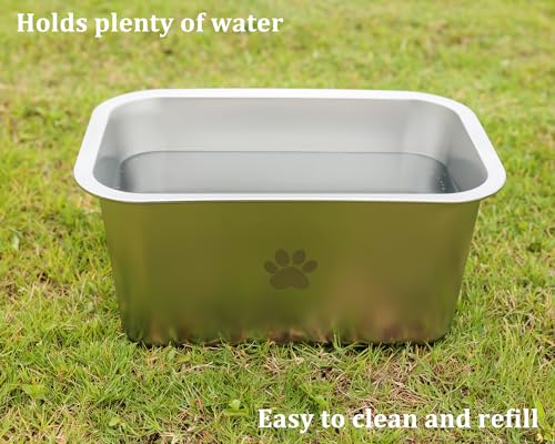 Non Slip Stainless Steel Large Dog Water Bowl 2.65 Gallons Silver V34188