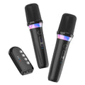 Dual Handheld Rechargeable Karaoke Microphone with 3.5mm Aux in and Out Receiver, Black Z63244