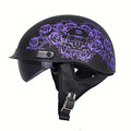 Motorcycle Half Helmet with Sun Visor Quick Release Buckle DOT Approved J415948