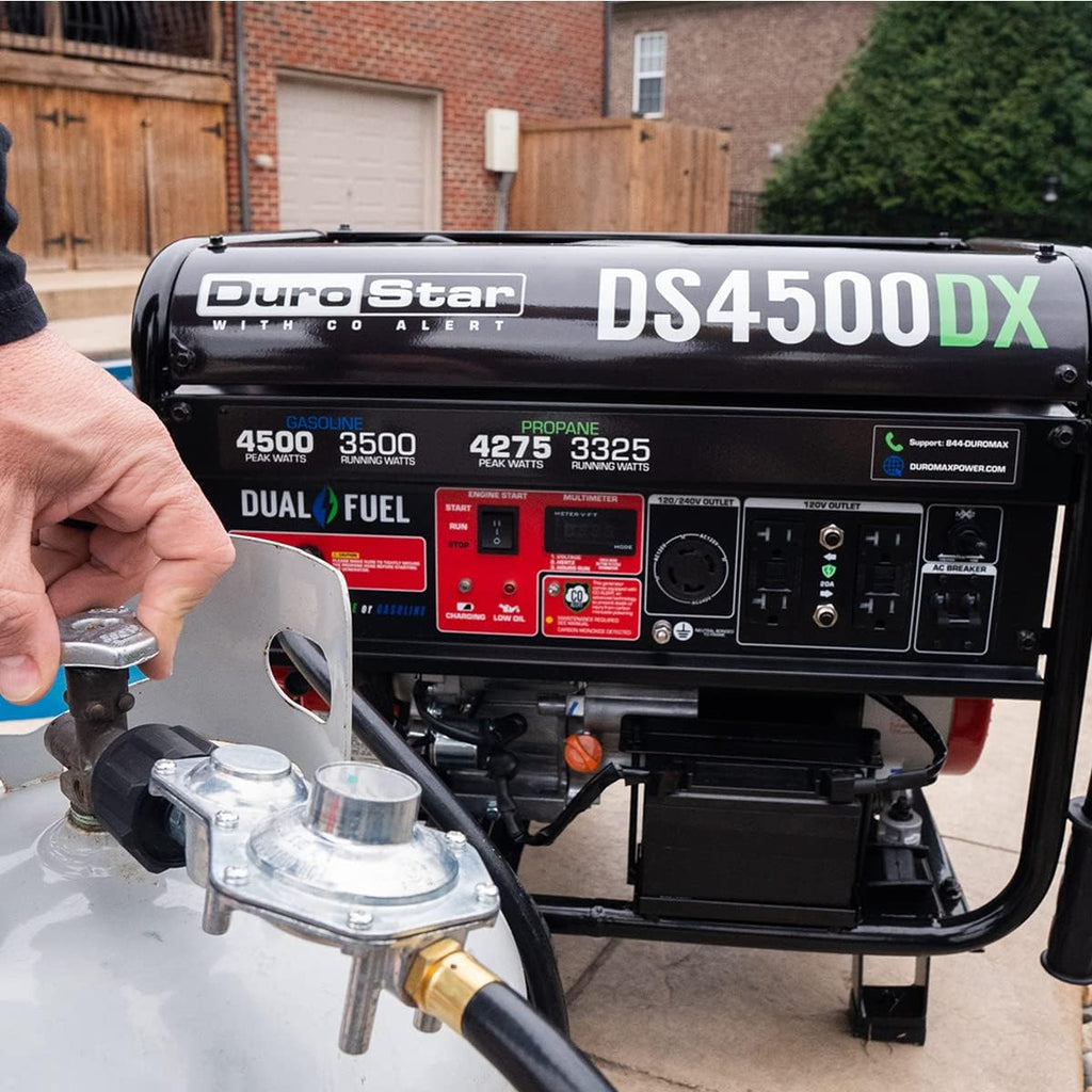 Dual Fuel Portable Generator 4850 Watt Gas or Propane Electric Start Red Black O51681