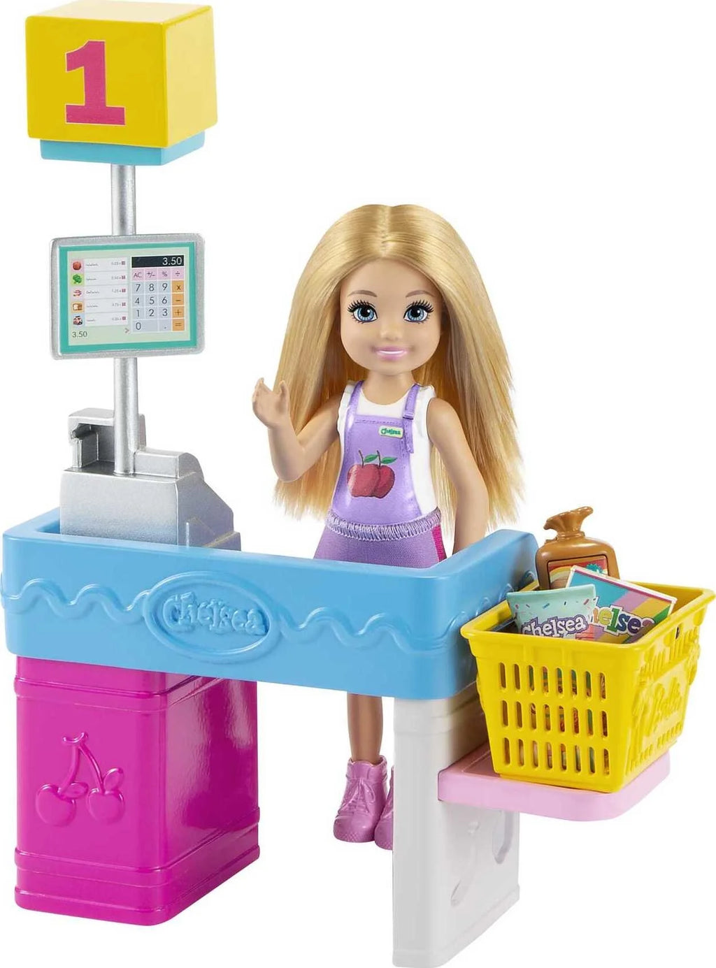 Chelsea Can Be Snack Stand Playset with Blonde Small Doll & 15+ Grocery-Themed Accessories M310