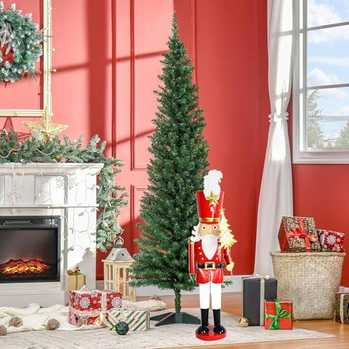 Red Christmas Metal Nutcracker Soldier Ornament on Stand W283538