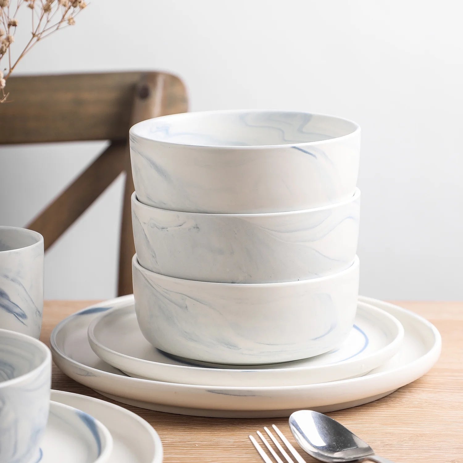 24-Piece Porcelain Blue Dinnerware Set M36264