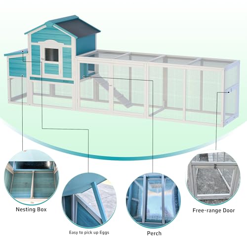 120'' Large Wooden Chicken Coop with Run X929044