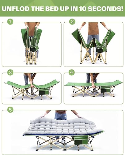 Camping Cot with Mattress Max Load 450 LBS Heavy Duty Portable Folding Bed G366285
