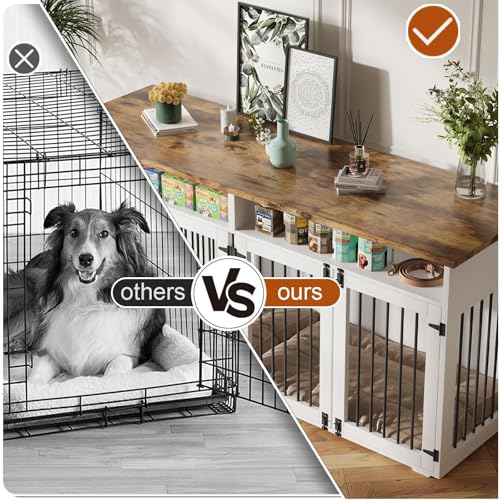 White Wooden Dog Crate with 2 Doors I437