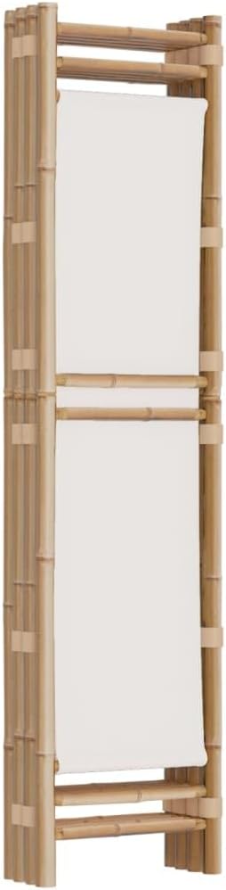 Cream White 4-Panel Bamboo Room Divider P836657