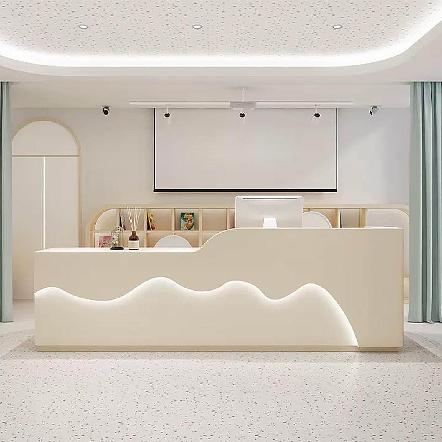 Reception Desk with Lockers and Storage Shelves Y130212