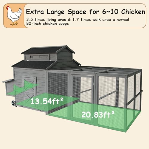 112" Large Wooden Chicken Coop with Chicken Run & Nesting Box S2990