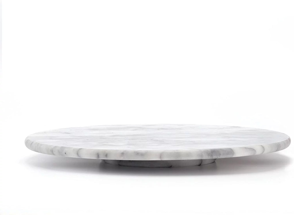 Natural Marble Lazy Susan Turntable, 12" Diam., Off-White O778