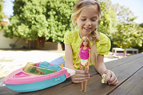 Toy Boat with Pet Puppy, Life Vest & Beverage Accessories, Fits 3 Dolls R769384