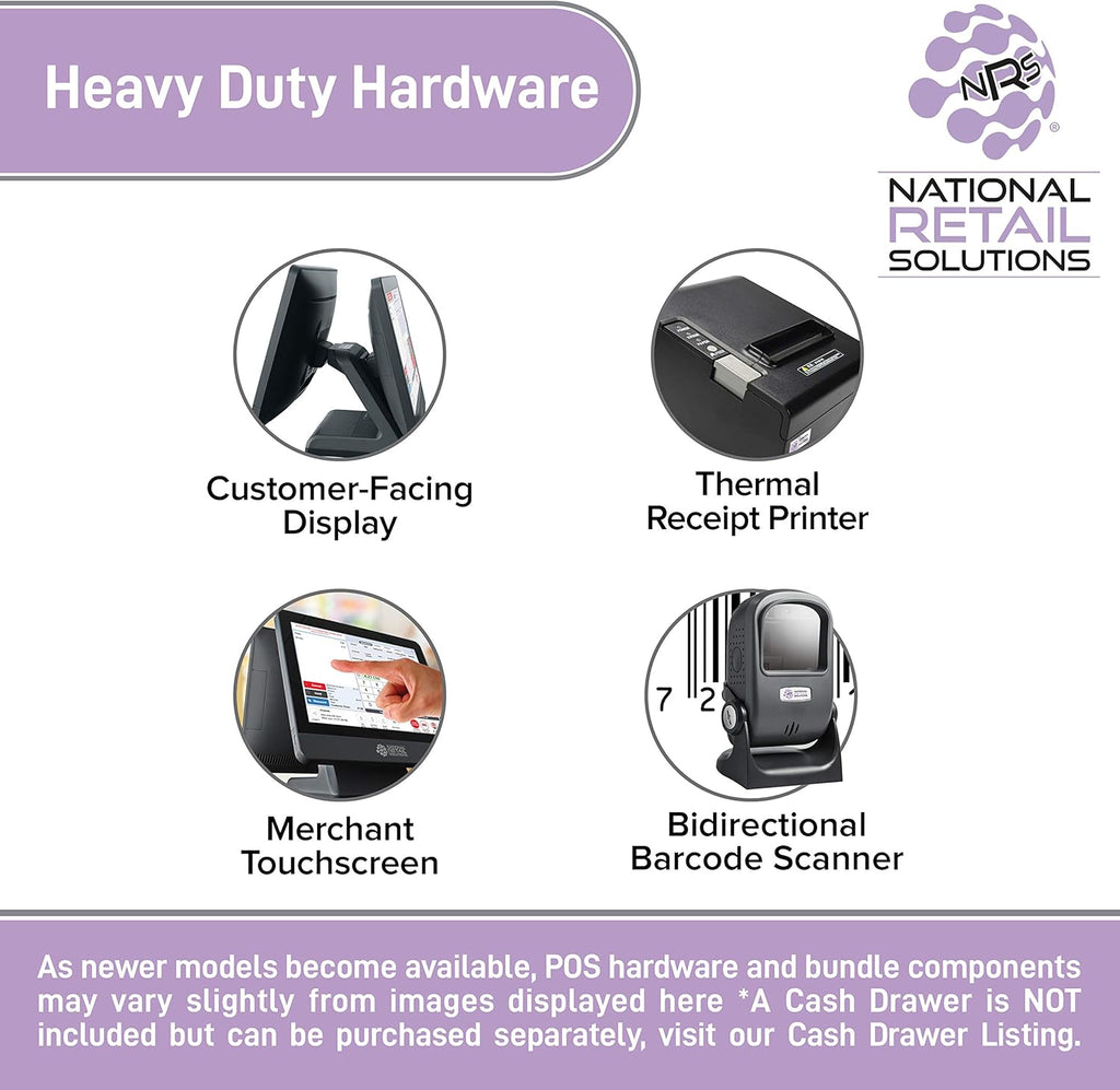 POS System Bundle with Touch Screen Monitor, Barcode Scanner & Thermal Receipt Printer I365342