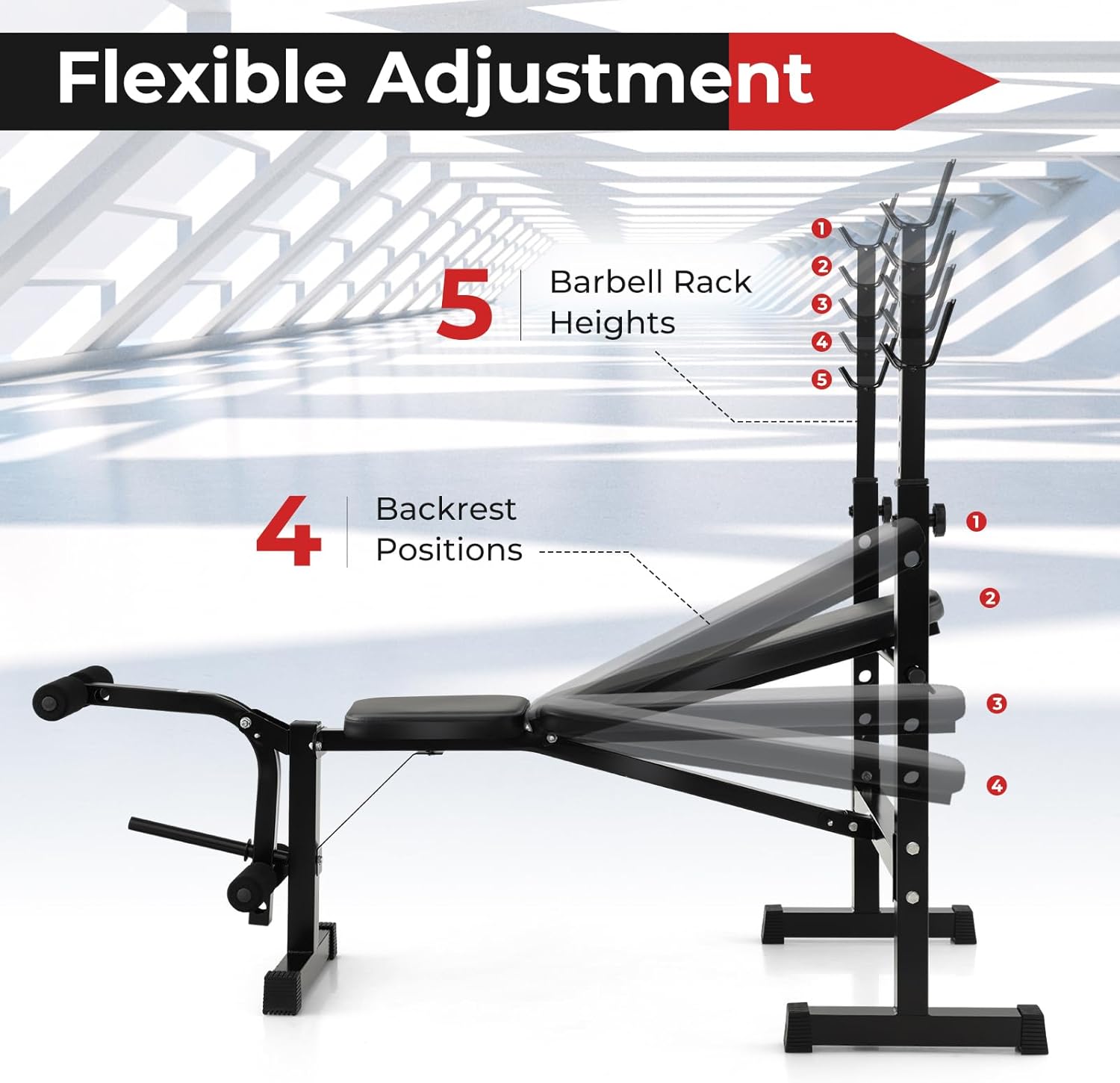 Adjustable Weight Bench with Squat Racks Y2453