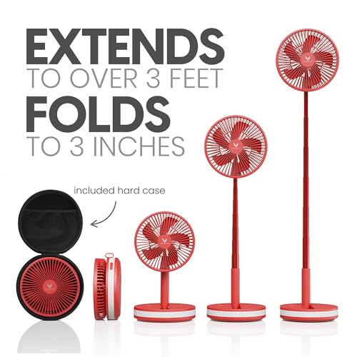 Portable Battery Operated Fan with LED Lighting and Remote Control (Black with Case) D553