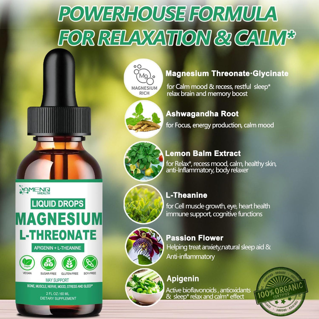 Magnesium L-Threonate Liquid with Apigenin Theanine Passion Flower Lemon Balm H199