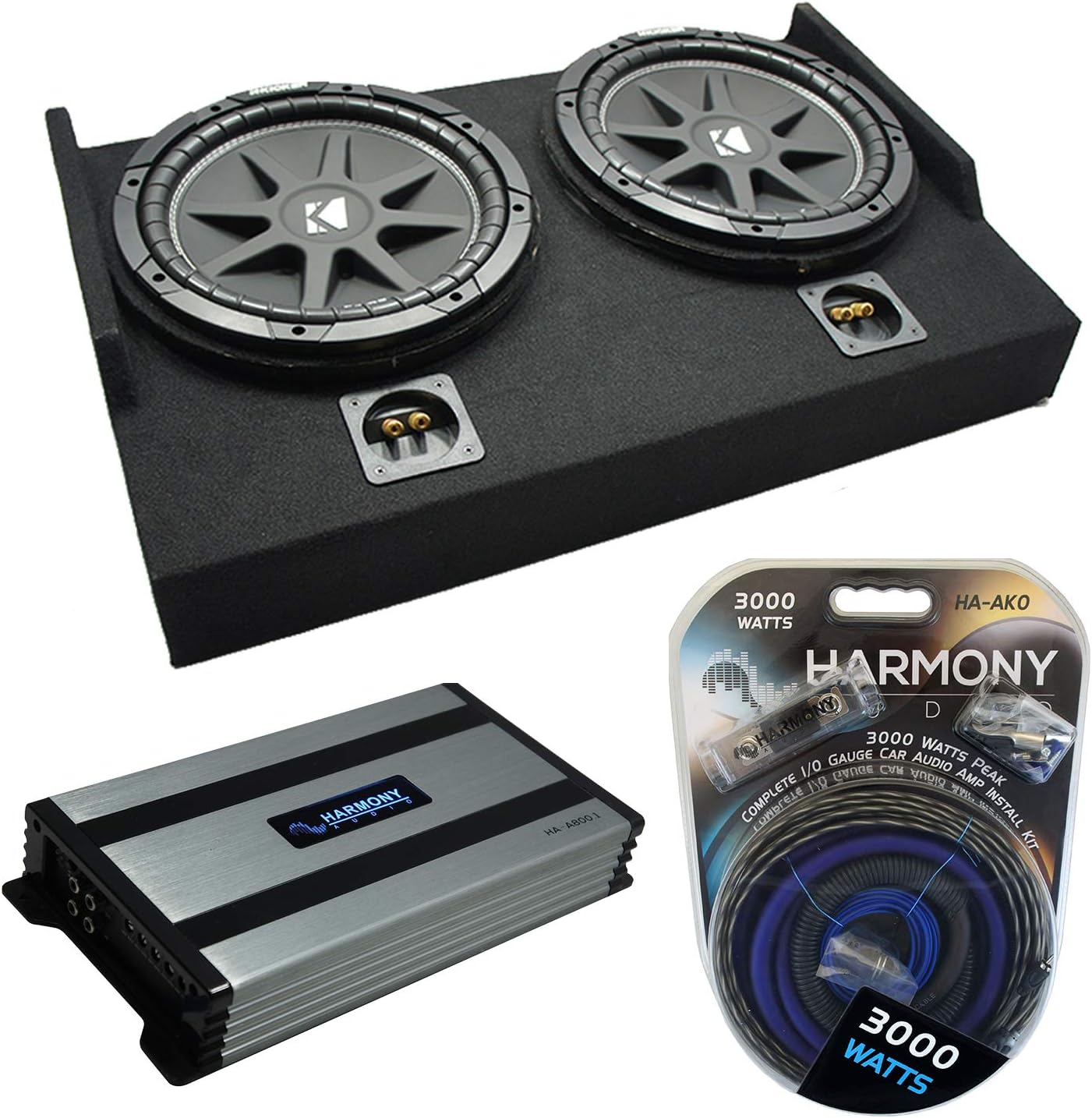 C12 Subwoofer with Amplifier and Dual 12 Sub Box Enclosure Z7242