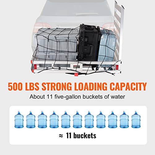 50 x 29.5 x 8.7 inch 500lbs Capacity Aluminum Hitch Cargo Carrier with Folding Ramp W2269
