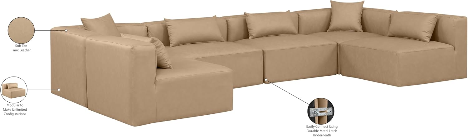 Tan Vegan Leather Modular Sectional S50003