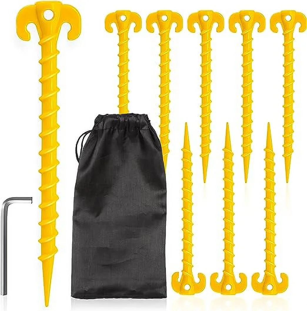 8-Pack 10 inch Yellow Outdoor Tent Stakes S2892