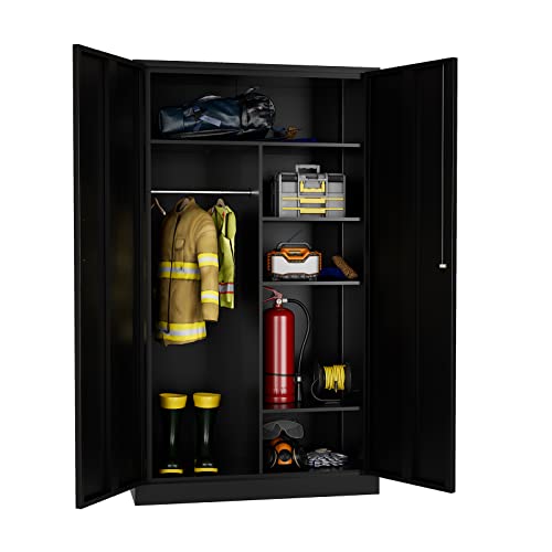 Metal Clothing Storage Locker with Shelves and Closet Rod, 72" F671767