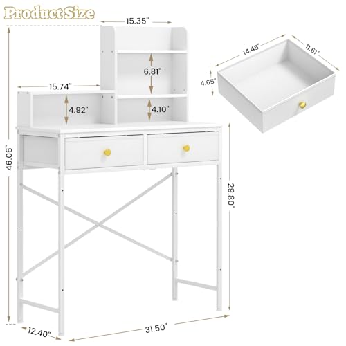 White 2 Drawer Vanity Desk B740